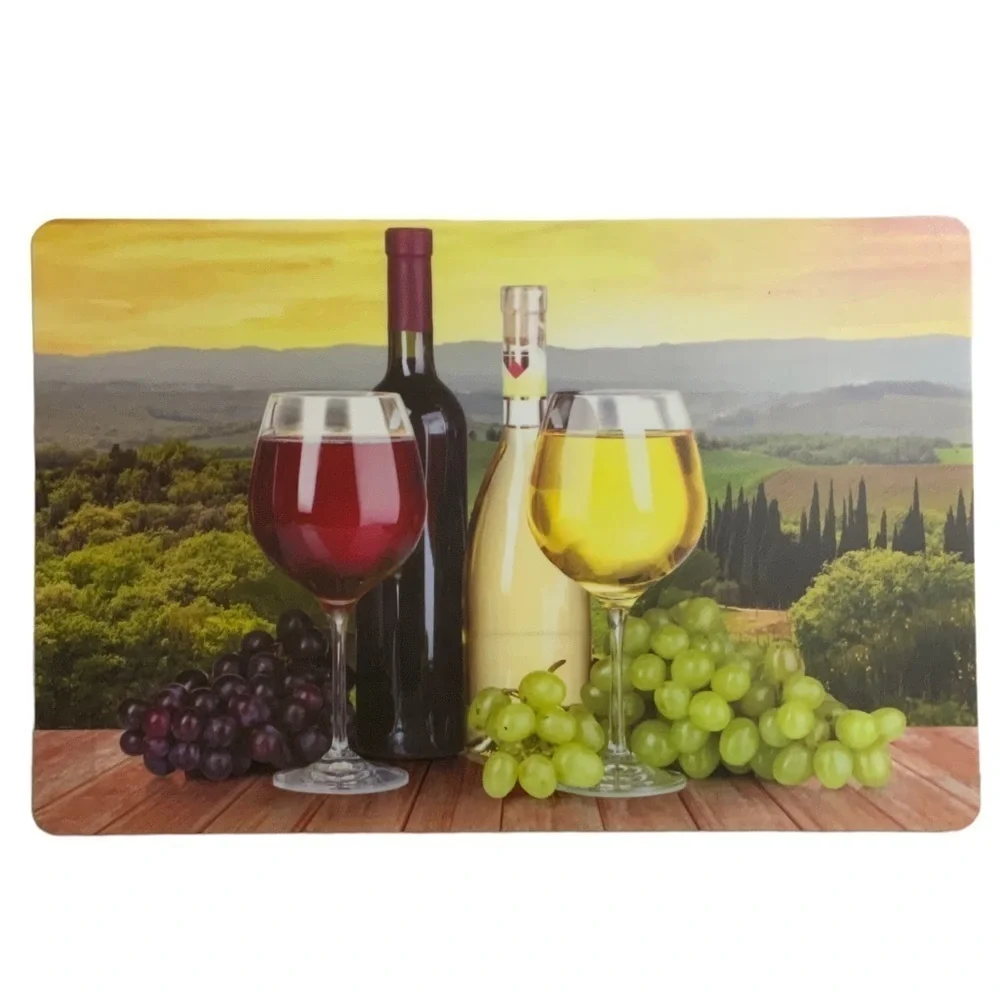 Placemats Wine Theme Print Indoor Outdoor Rectangle Scenic Landscape Set of 4